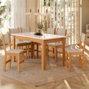 Ver imagem 1 de Conjunto Sala de Jantar Mesa Bellagio 150cm com 6 Cadeiras Lugano Yescasa Freijo UV/Off White