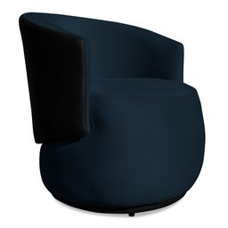 Poltrona Orgânica Decorativa Lara Veludo Azul Marinho/pu Preto - Montanaris Decor Md Montanaris Deco - 1