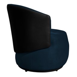 Poltrona Orgânica Decorativa Lara Veludo Azul Marinho/pu Preto - Montanaris Decor Md Montanaris Deco - 3