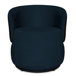 Poltrona Orgânica Decorativa Lara Veludo Azul Marinho/pu Preto - Montanaris Decor Md Montanaris Deco - 2
