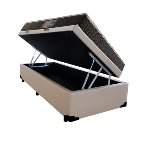 Cama Box Baú Solteiro Colchão Molas Ensacadas Acolchões + Box Sintético 65x88x188 - Bege