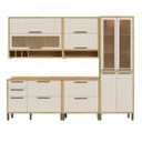 Ver imagem 2 de Cozinha Completa Modulada 100% MDF 5 Peças 11 Portas 4 Gavetas e Vidro 274cm Vicenza Espresso Móveis Amêndoa/Off White