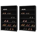 Ver imagem 1 de Kit 02 Armários Multiuso Sapateira Laís 5 Prateleiras Preto - Desk Design