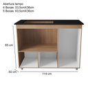 Ver imagem 2 de Balcão Cooktop Ana 5 Bocas 114m com Nicho para Forno e 3 Portas - Savana/preto Móblis Savana/preto