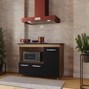 Ver imagem 3 de Balcão Cooktop Ana 5 Bocas 114m com Nicho para Forno e 3 Portas - Savana/preto Móblis Savana/preto