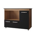 Ver imagem 1 de Balcão Cooktop Ana 5 Bocas 114m com Nicho para Forno e 3 Portas - Savana/preto Móblis Savana/preto