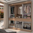Ver imagem 2 de Guarda-roupa Casal Joel 10 Portas 3 Gavetas com Espelho Nature/off White - Panorama Móveis