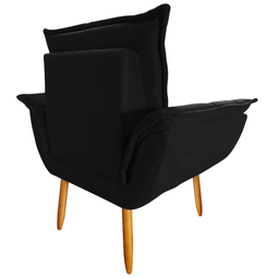 Cadeira Poltrona Opala Decorativa Para Sala Quarto Escritório Suede Pé Natural:Preto - 4