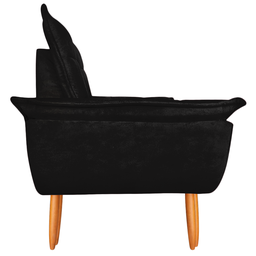 Cadeira Poltrona Opala Decorativa Para Sala Quarto Escritório Suede Pé Natural:Preto - 3
