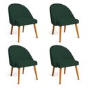 Ver imagem 1 de Kit 04 Cadeiras Poltrona de Jantar Luna Suede Verde Pés Palito Castanho - Pallazio