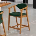 Ver imagem 4 de Kit 03 Banquetas Baixa Cozinha Bancada Cecília L02 Couríssimo Verde Musgo Lyam Decor