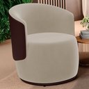 Ver imagem 2 de Kit 02 Poltronas Decorativas Aisha Orgânica Composê Sintético Marrom com Suede Bege - Desk Design
