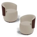 Ver imagem 1 de Kit 02 Poltronas Decorativas Aisha Orgânica Composê Sintético Marrom com Suede Bege - Desk Design