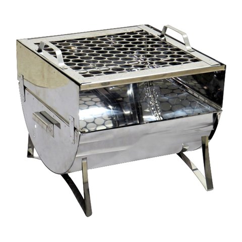 Churrasqueira Praia Campo Fechada Aço Inox Grelha 30x28x24cm Duralar F040OM