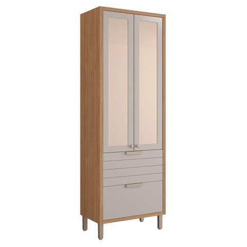 Cristaleira Eloise 70cm 3 Portas e 1 Gaveta Freijó/off White - Mgm