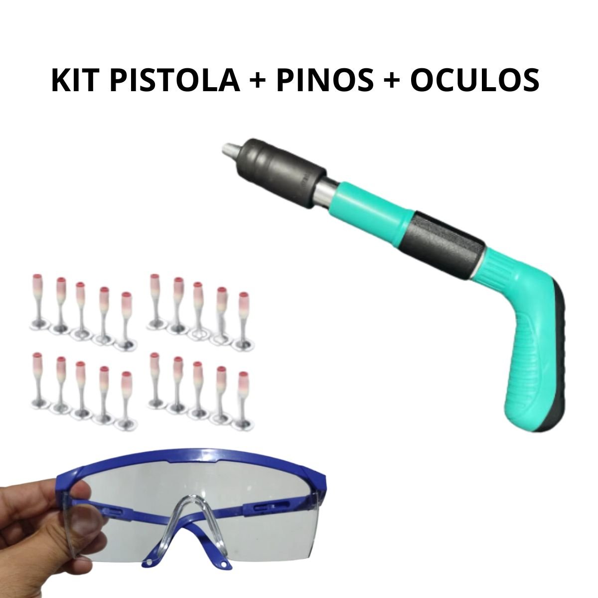 Kit Pistola de Pino Fixação Prego Ação Direta Finca Pino Gesseiro Drywall - 2