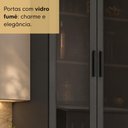 Ver imagem 2 de Cristaleira Armário Aéreo com 2 Portas de Vidro 70cm Milano Multimóveis MP2332 Grafite/Fumê