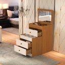 Ver imagem 2 de Penteadeira Mdf Compartimento Maquiagem Banqueta 3 Gavetas:nature / Off White