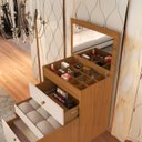 Ver imagem 5 de Penteadeira Mdf Compartimento Maquiagem Banqueta 3 Gavetas:nature / Off White