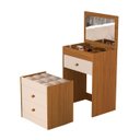 Ver imagem 3 de Penteadeira Mdf Compartimento Maquiagem Banqueta 3 Gavetas:nature / Off White