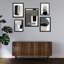 Ver imagem 1 de Composição 5 Quadros Decoração Industrial Preto Cinza Bege - com Vidro:moldura Preta