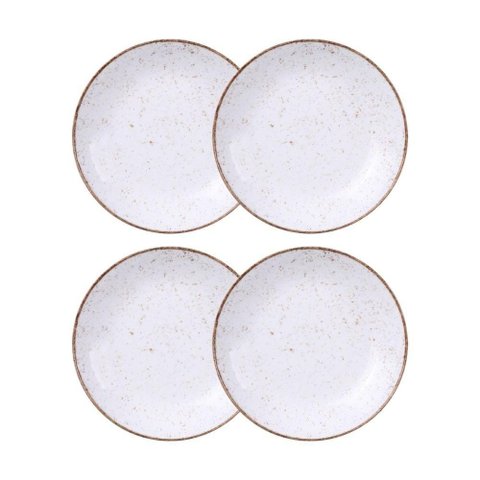 Jogo de Pratos Fundo 4 Peças Rústico 22 Cm Porcelana Decorada Tramontina