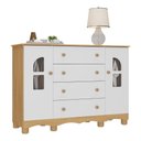 Ver imagem 2 de Cômoda Infantil 125cm 2 Portas com Vidro e 4 Gavetas Aurora Multimóveis Mp4500 Madeirado/branco