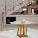 Ver imagem 1 de Mesa de Jantar Redonda em Madeira Maciça Natalle Com Tampo de Vidro 120cm Móveis Mix