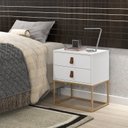 Ver imagem 1 de Mesa de Cabeceira Estilo Industrial com Puxador em Couro Estilo Europeu Cor:branco