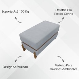 Puff Recamier Kodama para Cama de Solteiro 100cm Bouclé Cores Pé Castanho - 2