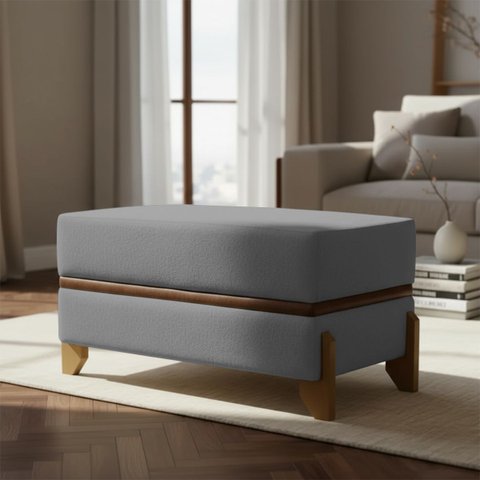 Puff Recamier Kodama 100 Cm para Sala Quarto Pé de Cama Hall de Entrada Bouclé Premium Luxo