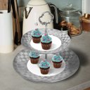 Ver imagem 2 de Prato Duplo Porcelana P/Doces Vera Silver 19/27x23Cm