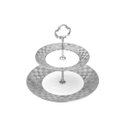 Ver imagem 1 de Prato Duplo Porcelana P/Doces Vera Silver 19/27x23Cm