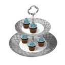 Ver imagem 3 de Prato Duplo Porcelana P/Doces Vera Silver 19/27x23Cm