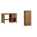 Ver imagem 2 de Conjunto 2 Peças Escrivaninha C 2 Gavetas e Armário 2 Portas 100% Madeira Maciça - LinhaTopázio Freijó