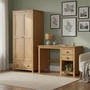 Ver imagem 1 de Conjunto 2 Peças Escrivaninha C 2 Gavetas e Armário 2 Portas 100% Madeira Maciça - LinhaTopázio Freijó