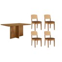 Ver imagem 1 de Conjunto: Mesa de Cozinha Berlim Curvo 120cm + 4 Cadeiras Havana Naturale - Suede Marrom - Rufato