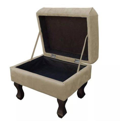 Puff Baú Retrô Luis XV Capitonê Bege