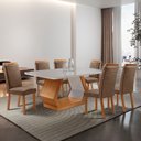 Ver imagem 2 de Mesa de Jantar Alvorada 180cm Tampo MDF Vidro Canto Copo com 6 Cadeiras Aline Moderna Mobília