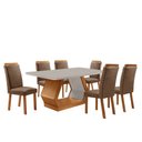 Ver imagem 1 de Mesa de Jantar Alvorada 180cm Tampo MDF Vidro Canto Copo com 6 Cadeiras Aline Moderna Mobília