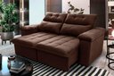 Ver imagem 1 de Sofá Retrátil/Reclinável Verona 1,50m Suede Velut Marrom c/ Molas no Assento - King House