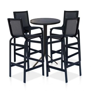 Conjunto Mesa Bistrô Com 4 Banquetas Para área Externa - Preto