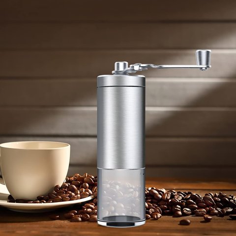 Moedor de Café Manual Lorben Compacto em Inox com Ajuste de Moagem Manivela Giratória