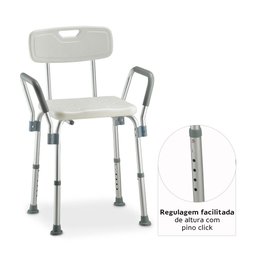 Banqueta de Banho com Encosto e Apoio de Braço até 135 Kg D3 Dellamed - 6