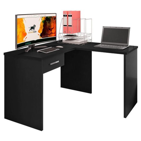 Mesa de Canto para Computador Desk Gamer Drx-9000 Preto Black - Móveis Leão