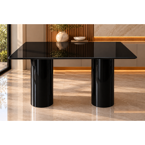 Mesa de Jantar Retangular 150x90cm - Dupla Base Cilíndrica Nix Designer