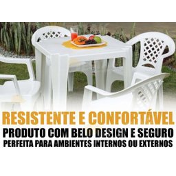 Mesa de Plástico Quadrada Tambaú Plast Empilhável com 4 Cadeiras - 2