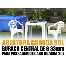 Mesa de Plástico Quadrada Tambaú Plast Empilhável com 4 Cadeiras - 4