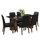 Ver imagem 2 de Conjunto Sala de Jantar Tampo de Vidro 6 Cadeiras Rustic/preto/oxford Sintra Madesa