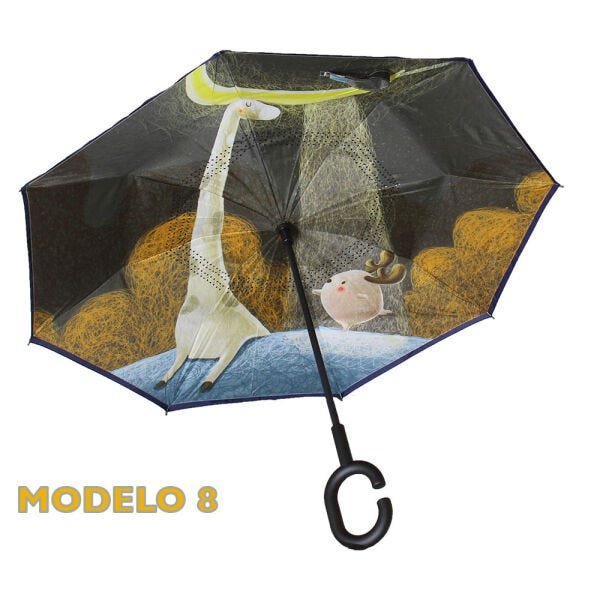 Guarda Chuva Pequeno Abre e Fecha Invertido Contrário 8 LQ-608P8 - 1